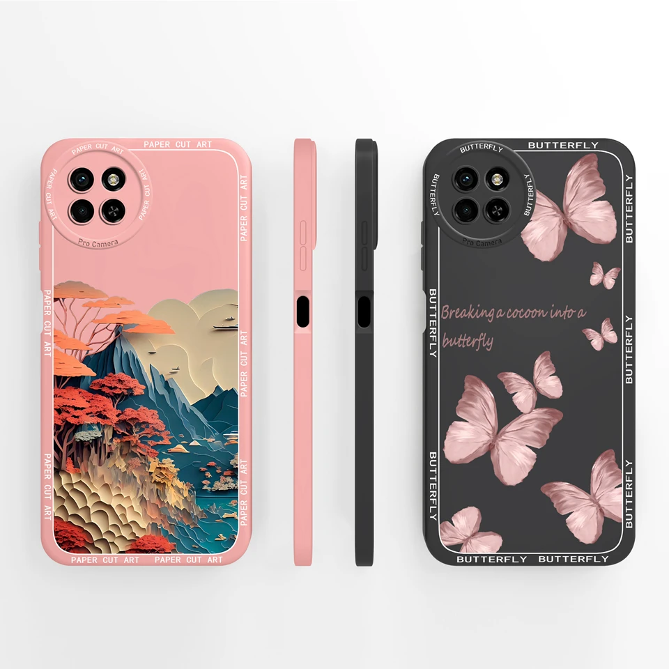 For Itel S23 4G Case Back Cover Beautiful Butterfly Silicone Liquid Protective Non-slip Fashion Senior Fashion For Itels23 Coque