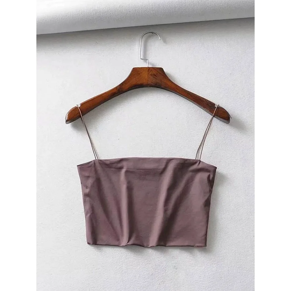 

Summer 2024 Sexy Elastic Cotton Crop Top for Women Svel Vest in Other Materials 00% Trendy Ladies' Clothing