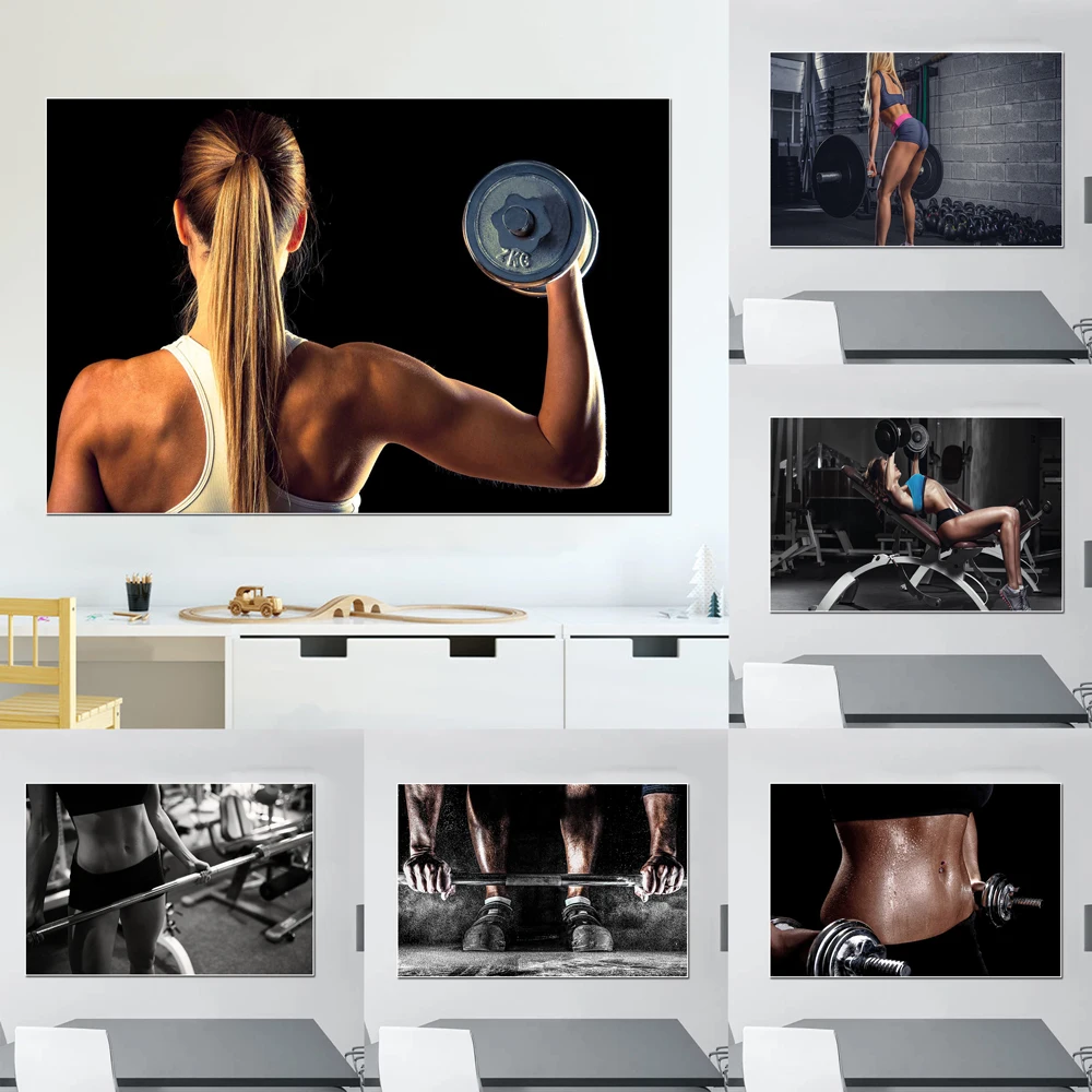 

Gym Inspirational Quotes Poster Sports Bodybuilding Women Canvas Painting Sexy Girl Body Wall Art Print Living Room Home Decor