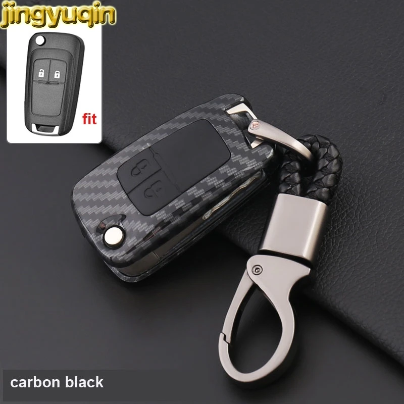 Jingyuqin 5pcs Remote Car Key Carbon Fiber ABS Case For Chevrolet Cruze Epica Lova Camaro Impala 2 3 4 5 Button HU100 Blade