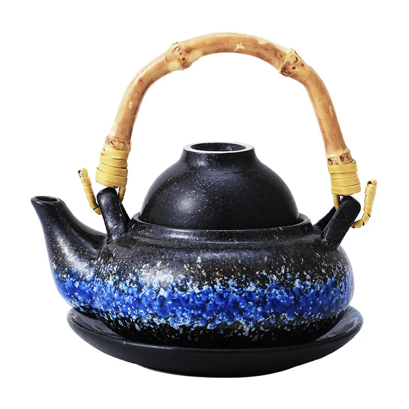 

Yjq Japanese ceramic teapot retro cuisine restaurant seafood soup pot household 1 pot 1 cup 1 plate