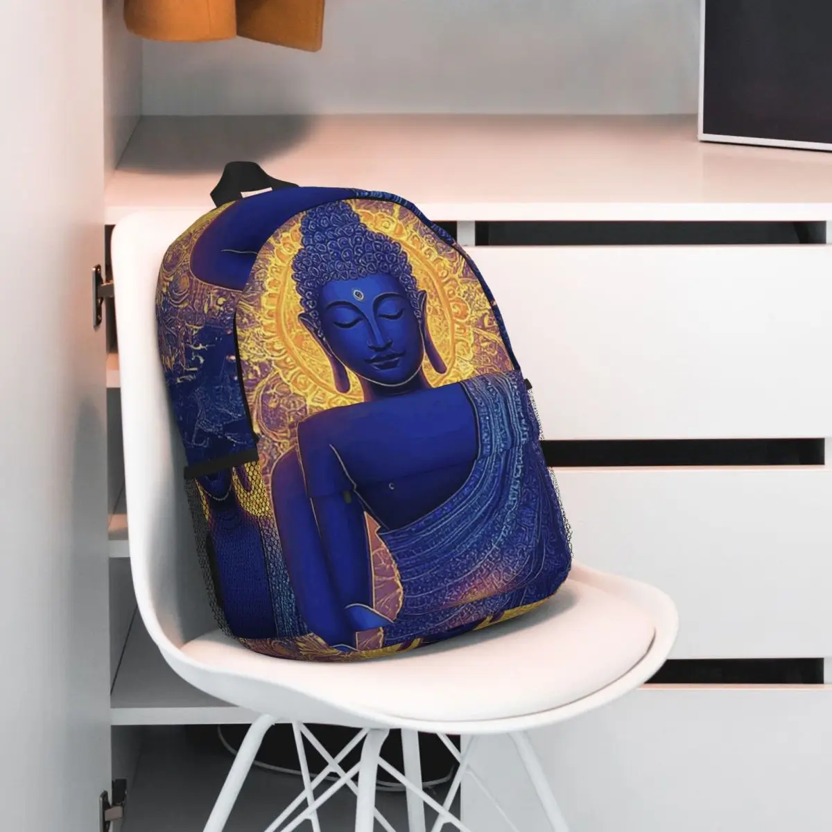 Mandala Flower Blue And Buddha Backpack Student BookBag Children School Bag Laptop Shoulder Bags for Men Women