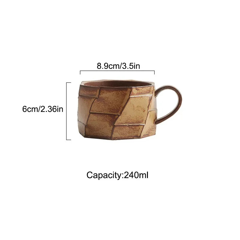 240ml Vintage Handmade Ceramic Mug Creative Japanese Couple Coffee Cup Latte Pull Flower Mug Milk Tea Cups Office Water Cups