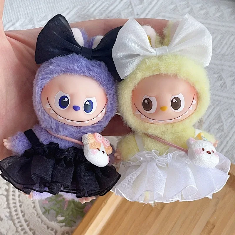 Gonna di garza tinta unita per Labubu4.0 The Monsters Pin For Love Series Mini vestiti per bambole Fashion Design per 10 cm Ropa Labubu