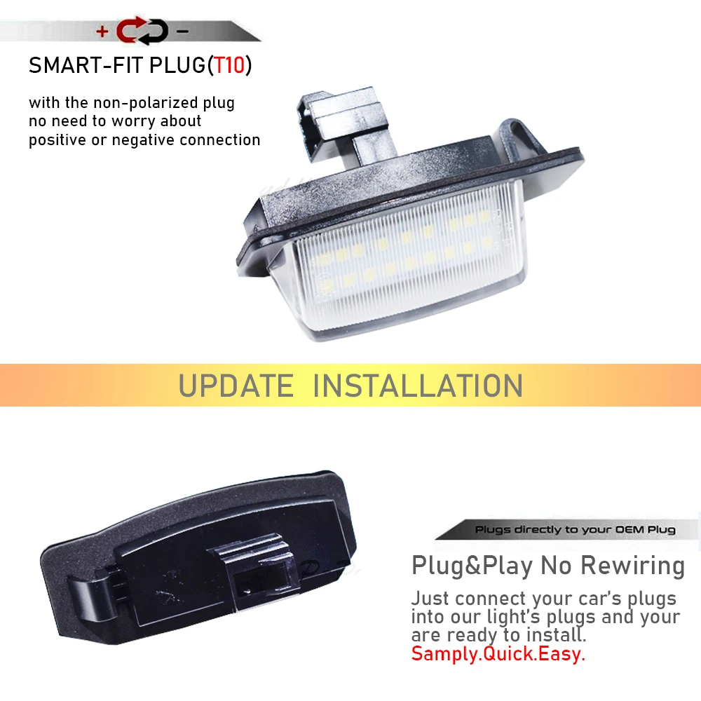 2x LED Tail License Number Plate Lights For Mitsubishi Outlander Eclipse MK3 MK4 Lancer Galant i-MiEV Like Peugeot 4007 ION