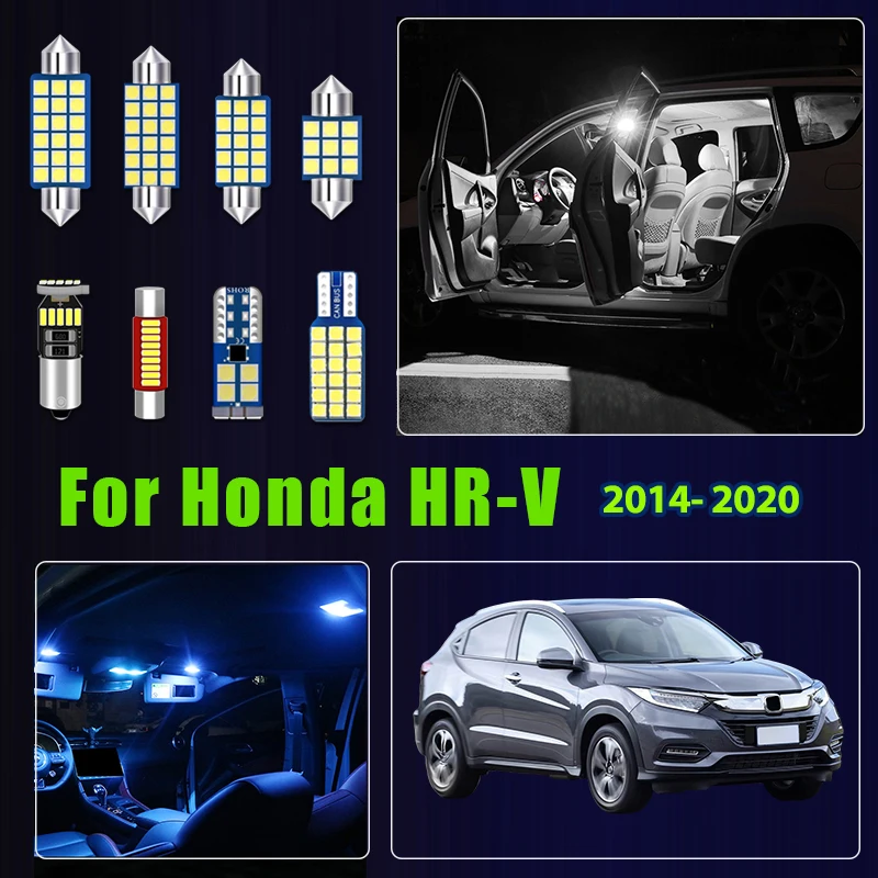 

Для Honda HR-V HRV Vezel 2014-2020: 12 светодиодных ламп для салона, лампы для чтения, освещение багажника, аксессуары