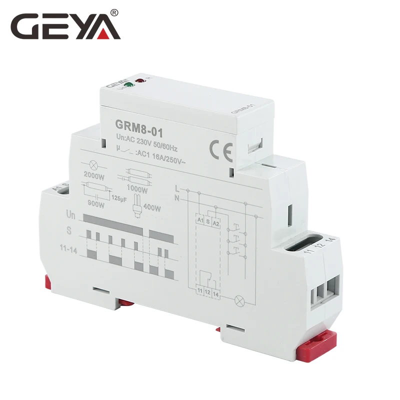 GEYA GRM8 Latching Relay Memory Relay SPDT 16A Step Relay AC230V OR AC/DC12-240V Impulse Relay 12V