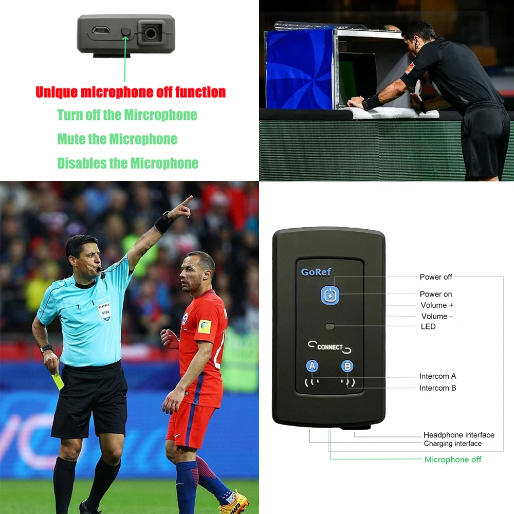 

Football Referee Headset Goref for 4 Referees 1500M CVC Noise Reduction