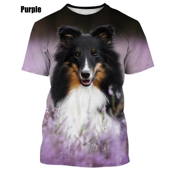 Fashion Casual T Shirt Cute Sheltie Dog 3D Printed Men\'s Short Sleeve PersonalityBorder Collie Harajuku Style Streetwear Top