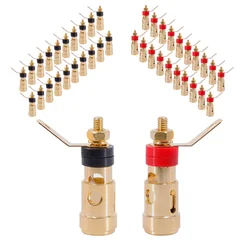 20PCS Small Push-type Spring Terminal Speaker Amplifier Spring Self-locking Socket Push-type Terminal Gold-plated