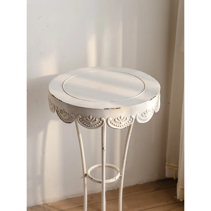 Vintage Iron Round Coffee Table French Metal Antiquated Round Table for Home & Apartment
