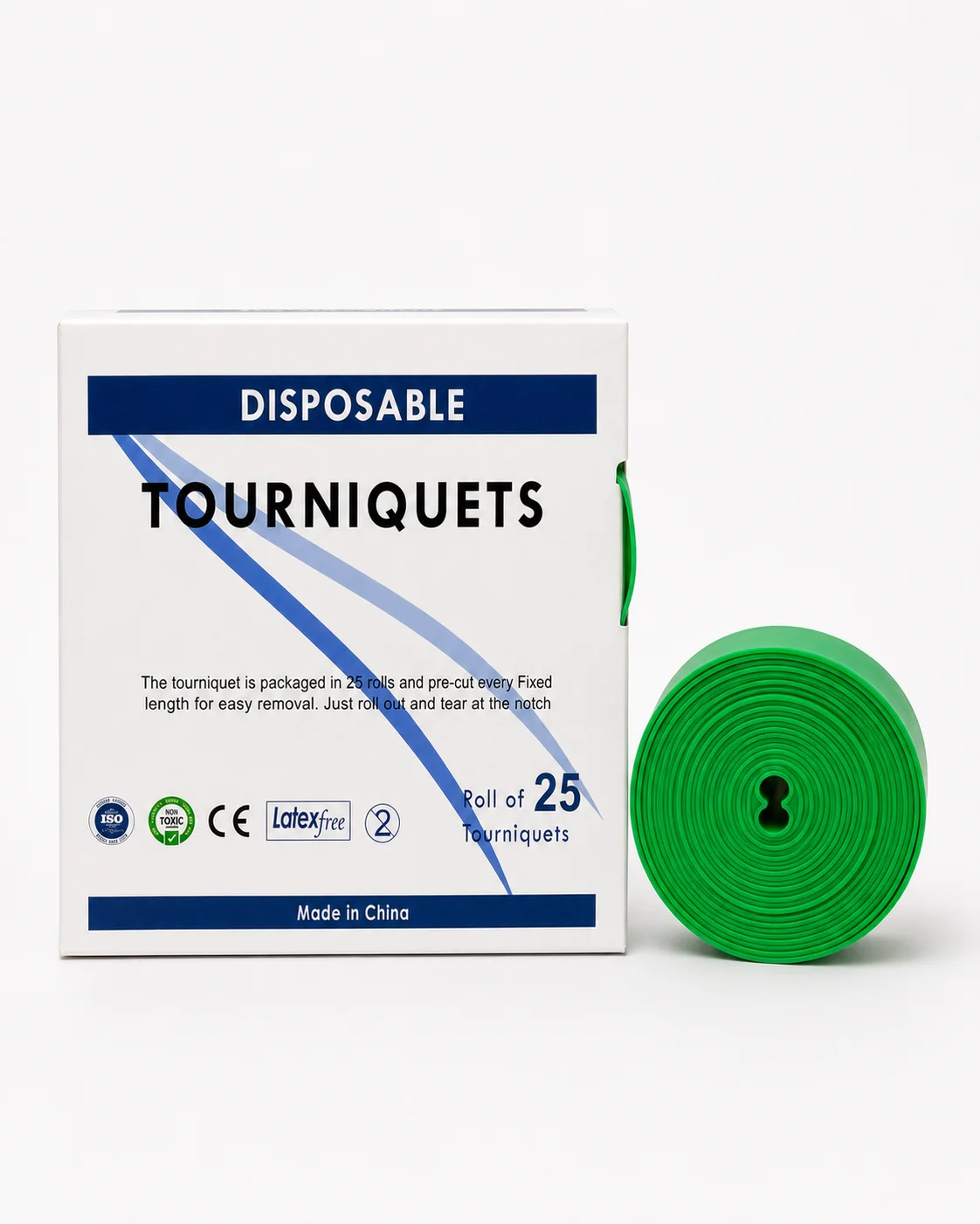 Disposable Medical Tourniquet 25pcs/Box TPE Elastic Band for First Aid Emergency Bleeding Control Strap Nursing Hospital Use