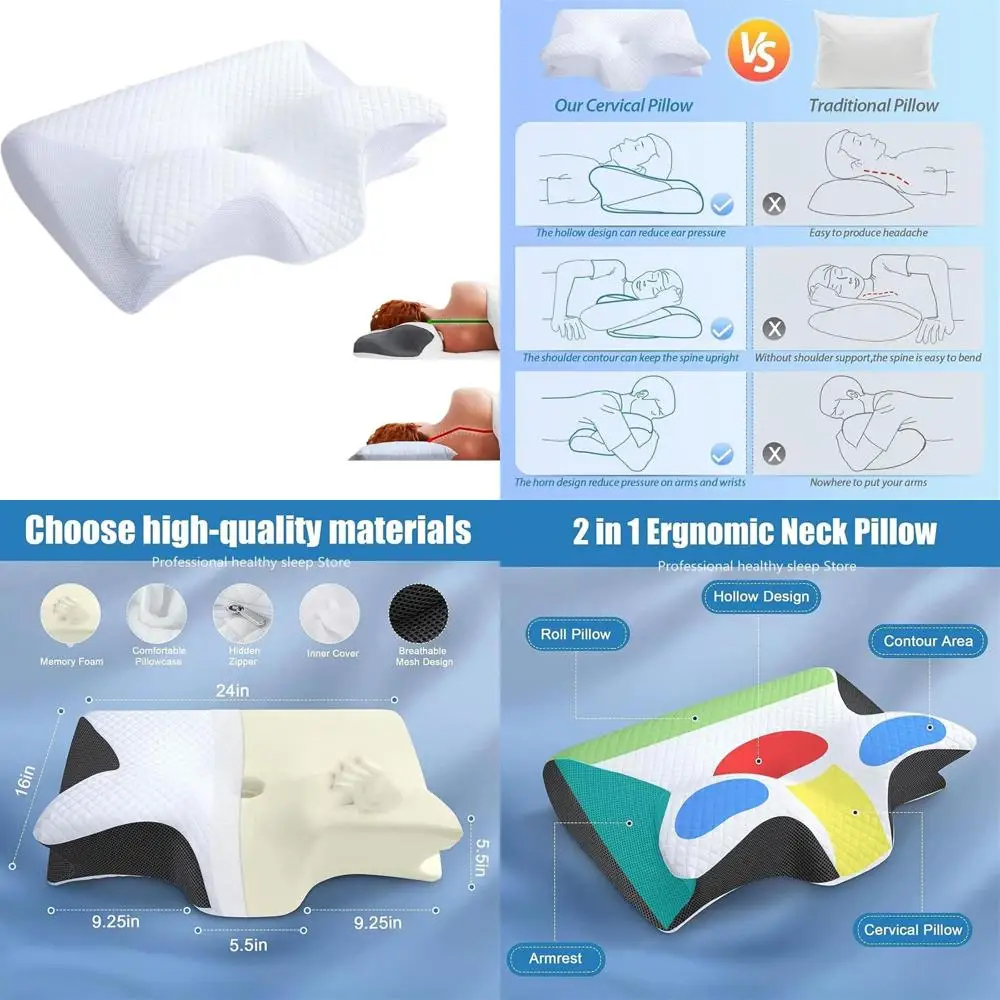 

Sleevara Cervical Support Pillow, AlignRest Ergonomic Neck Pillow for Side Sleepers, Tildreams Side Sleeper Pillow, Til Dreams N
