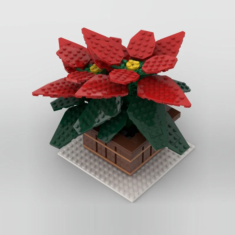 Creators Animal Series Model MOC Building Bricks Poinsettia Flower Modular Technology Gifts Holiday Assemble Children Toys Suit