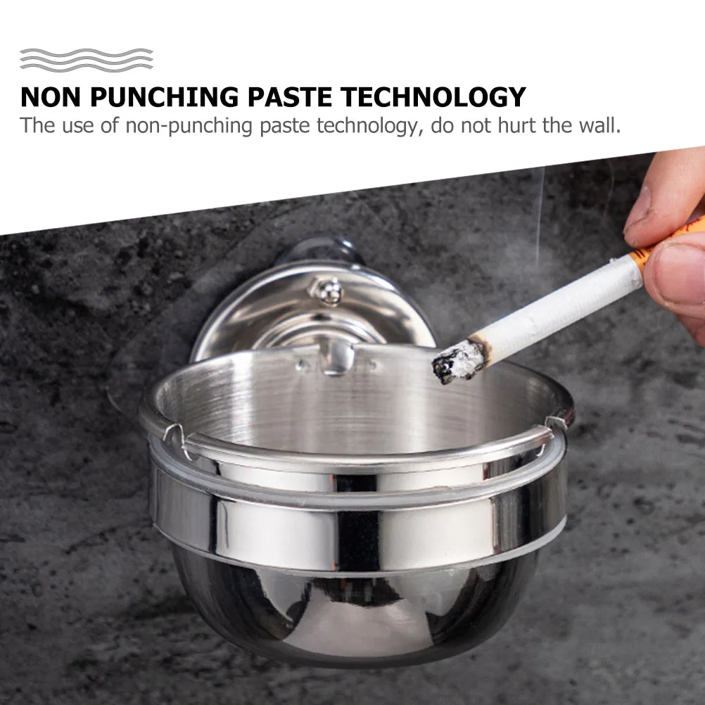 

1pc Stainless Steel Wall-Mounted Ashtray Multi-Functional Cigarette Holder Non-Punching Easy Clean Bathroom Toilet Home