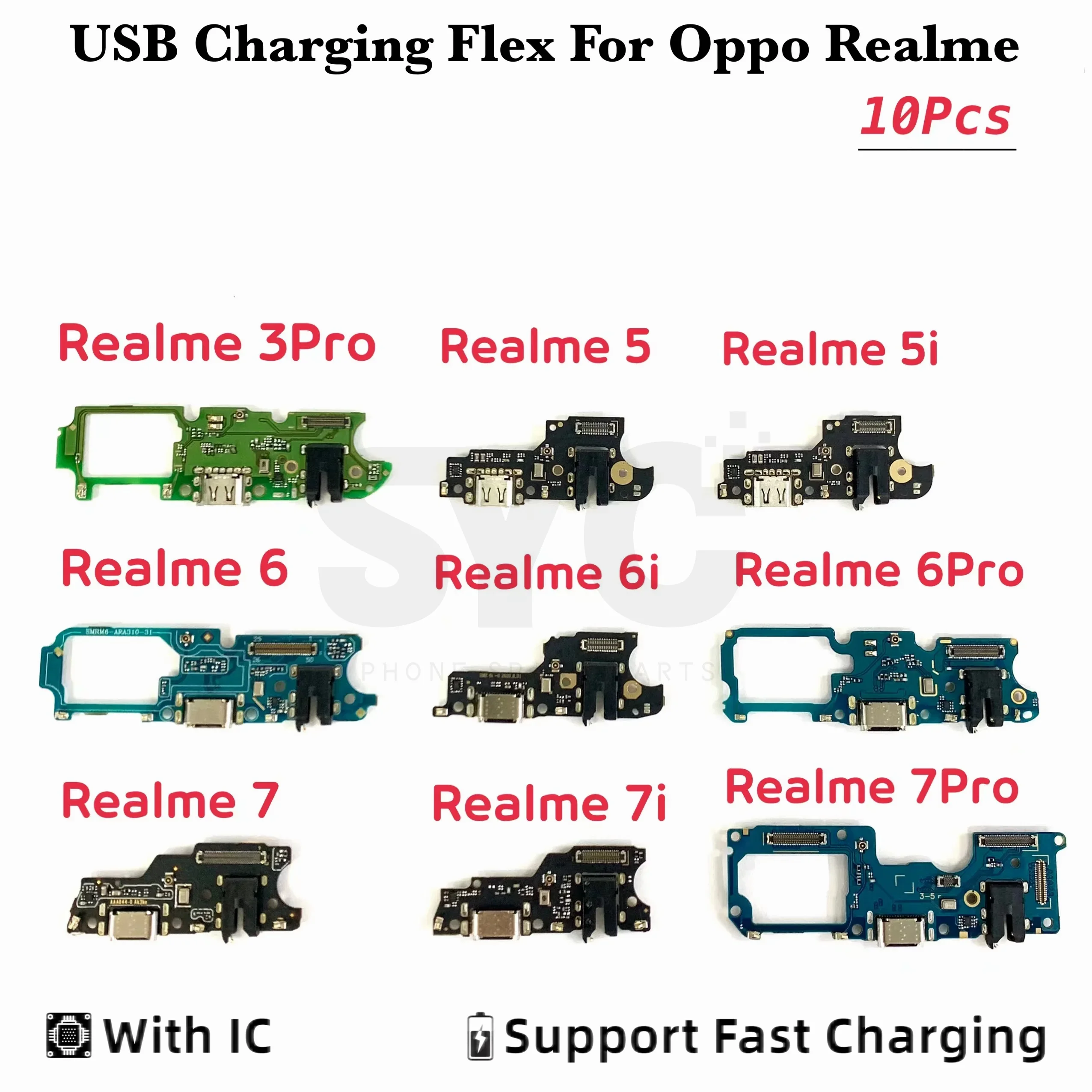 10Pcs Good quality USB Charging Port Dock Plug Connector Charger Board With Mic Flex Cable For OPPO Realme 7i 7 6i 6 5i 3i 3 Pro