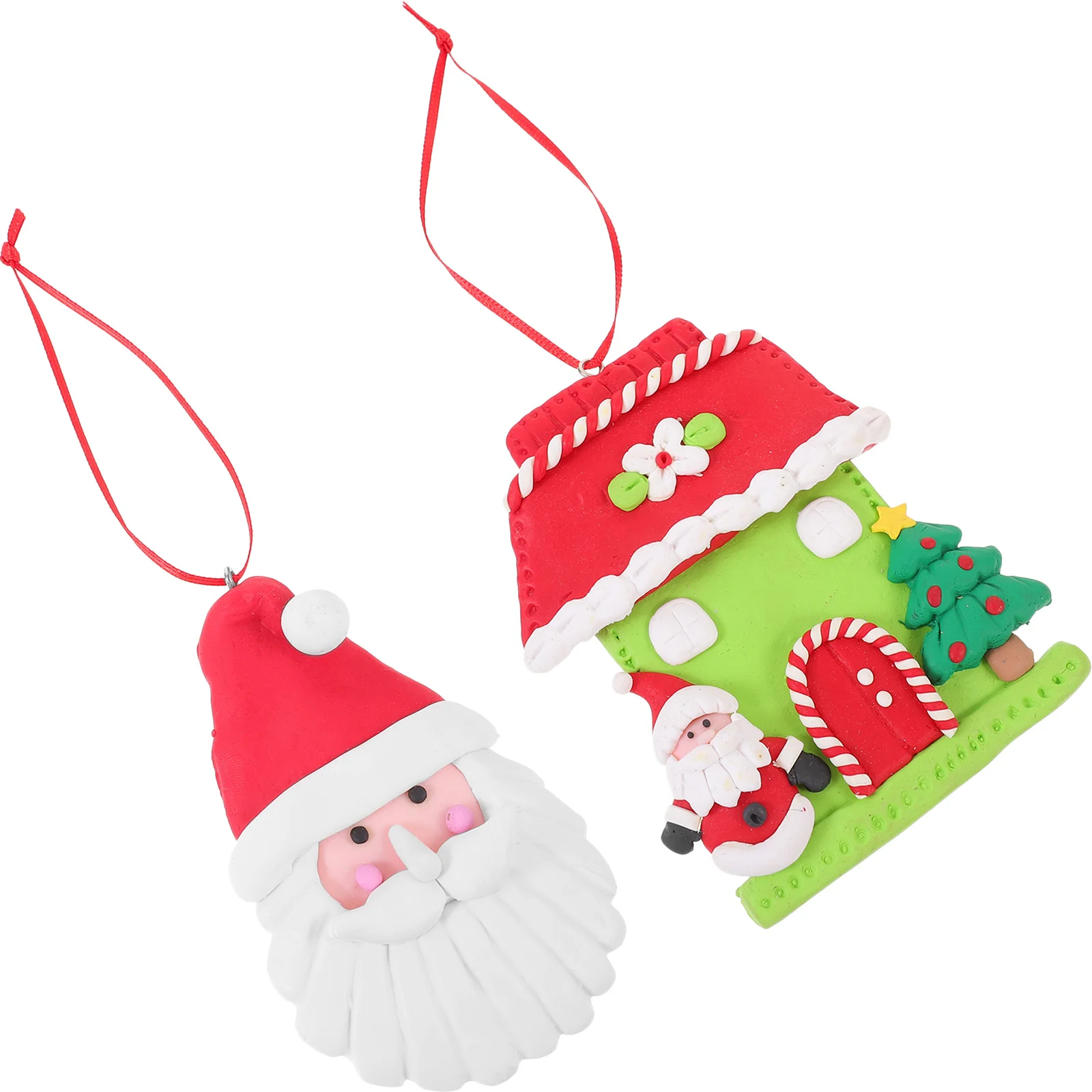 

2Pcs Christmas Tree Ornaments Festive Xmas Pendant Cute Santa Shaped Hanging Decorations Easy to Suspend