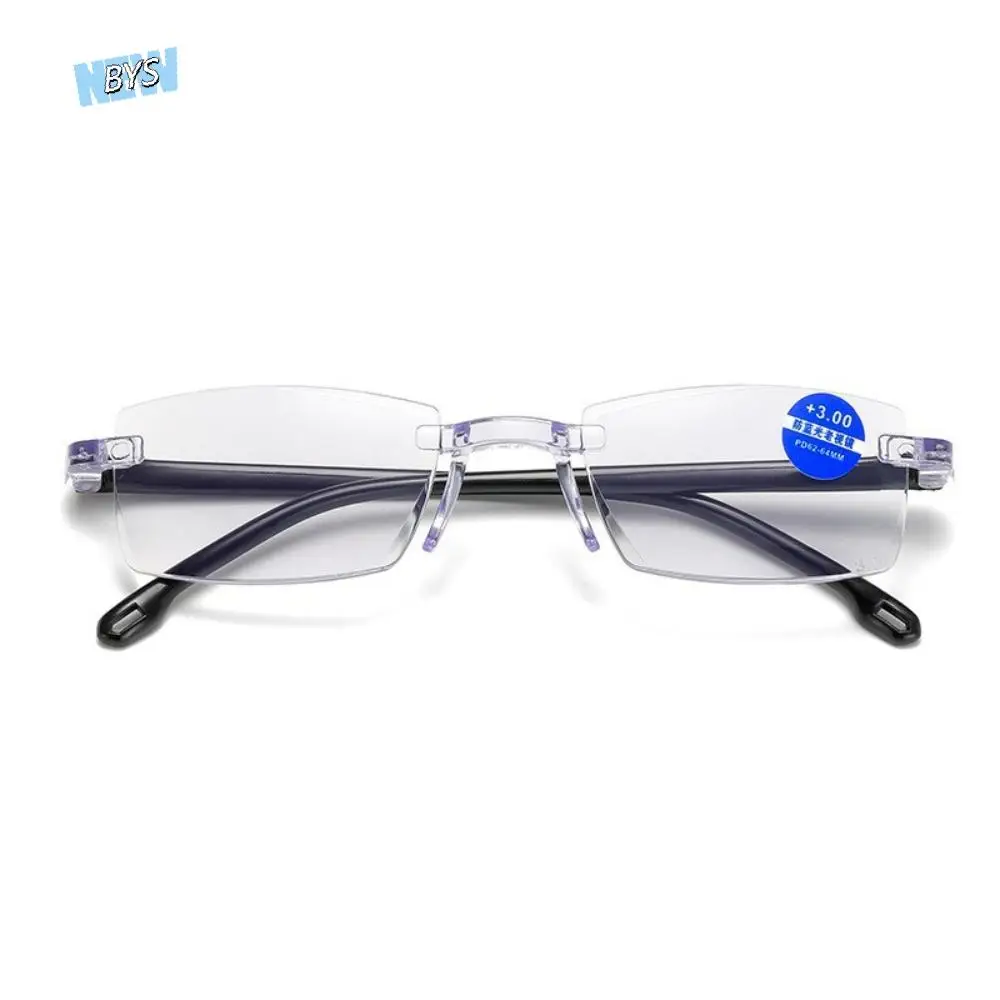 

Frameless Presbyopia Eyeglasses Square Frame Ultralight Men's Reading Glasses Spectacle Lens Power +100 To +400 Optical Eyewear