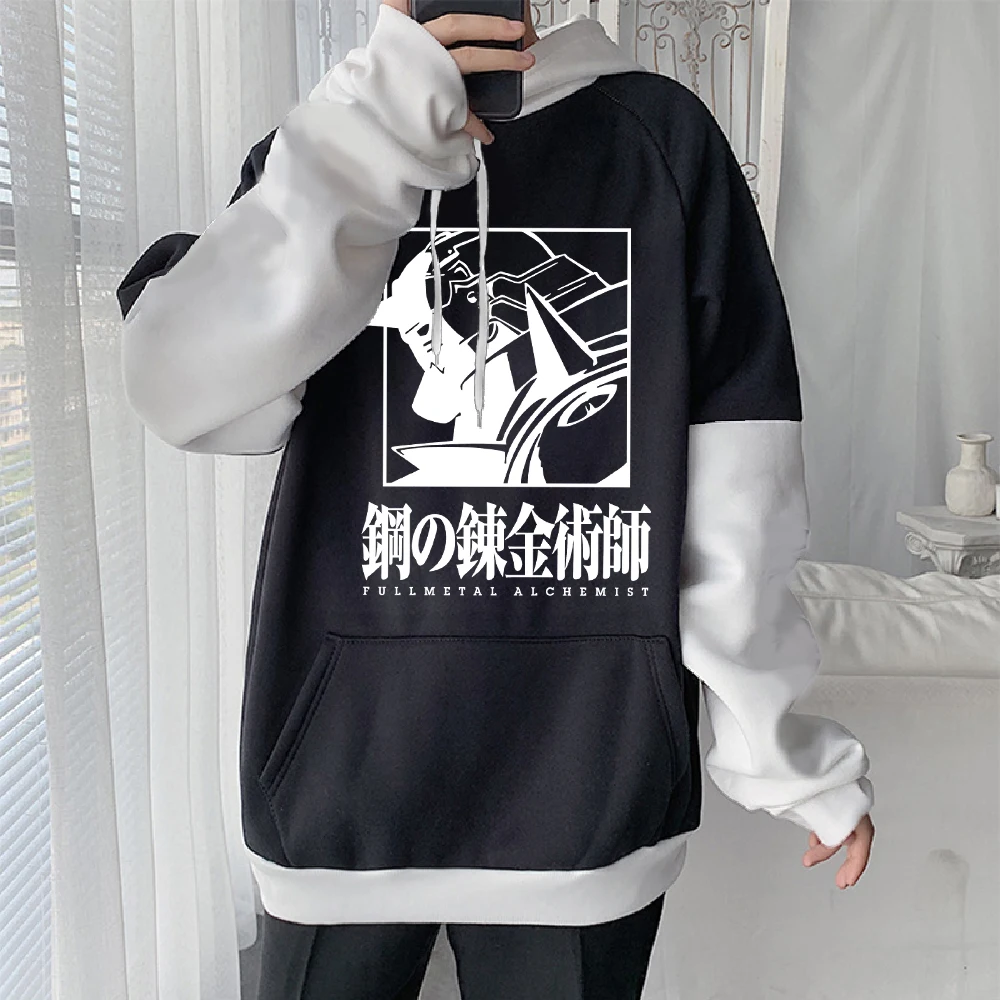 Anime Fullmetal Alchemist Alphonse Elric Graphic Print Hooded Men Women Manga Hoodies Loose Casual Sweatshirt Harajuku Pullover