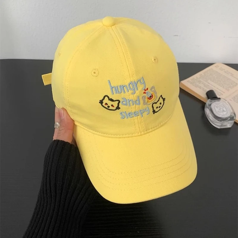 Бейсбольная кепка с вышивкой кошачьих букв, женская летняя кепка с широкими полями, маленькая фуражка с большим окружностью головы, шляпа от солнца