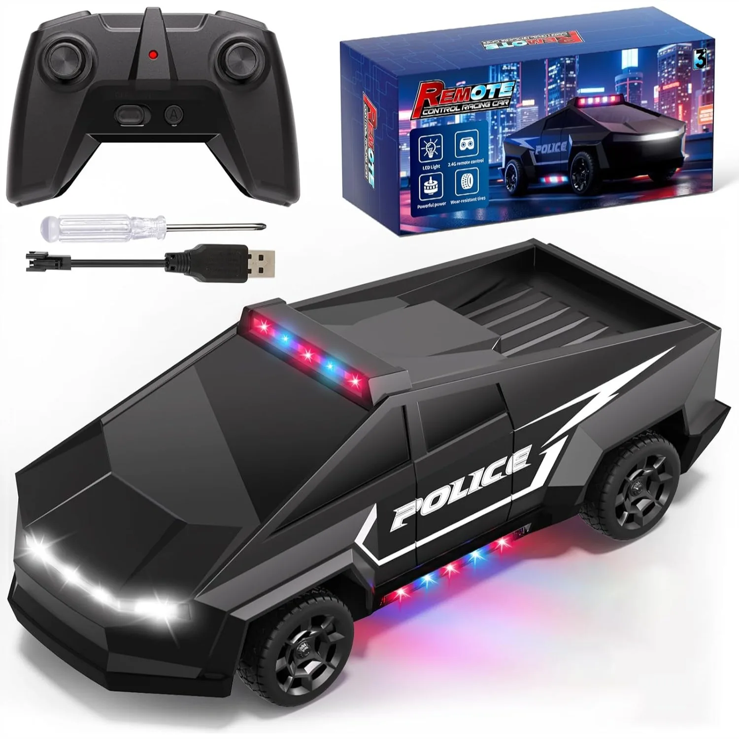 

Remote Control Police Car for Kids Ages 4-8, 1:22 RC Trucks Toy for Boys with Lights and Loadspace, Easter Birthday Gift for Boys Girls Age 4-12
