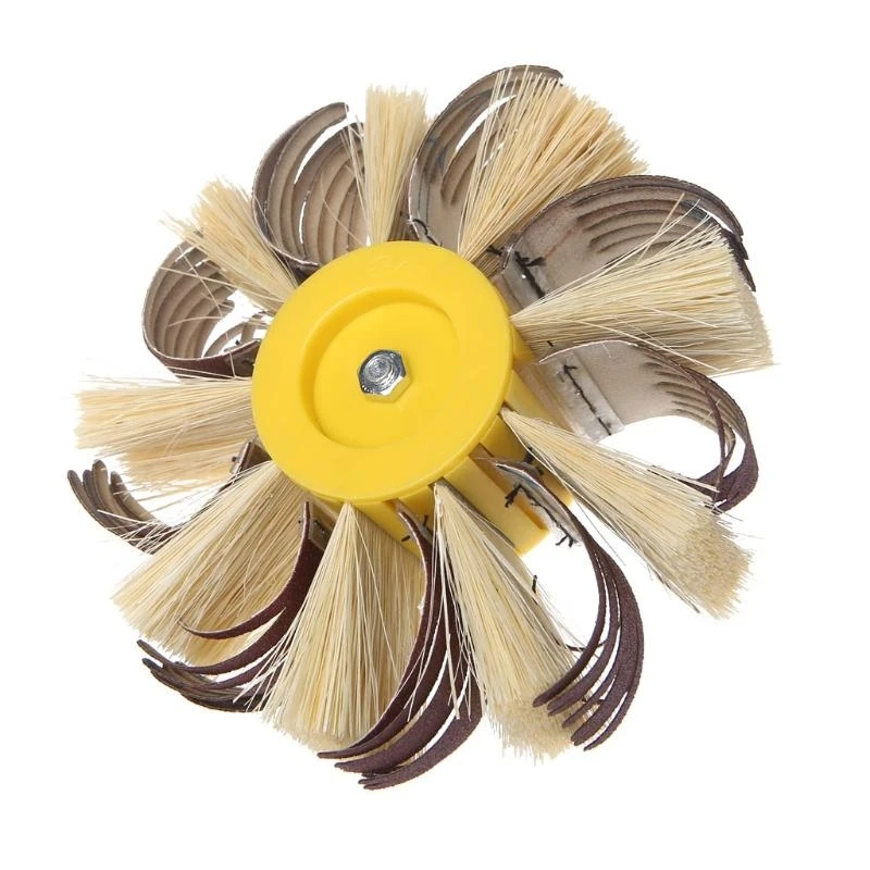

31GJ Shaft Mounted Sisal Emery Cloth Bristle Grinding Buffing Brush Polishing Wheel
