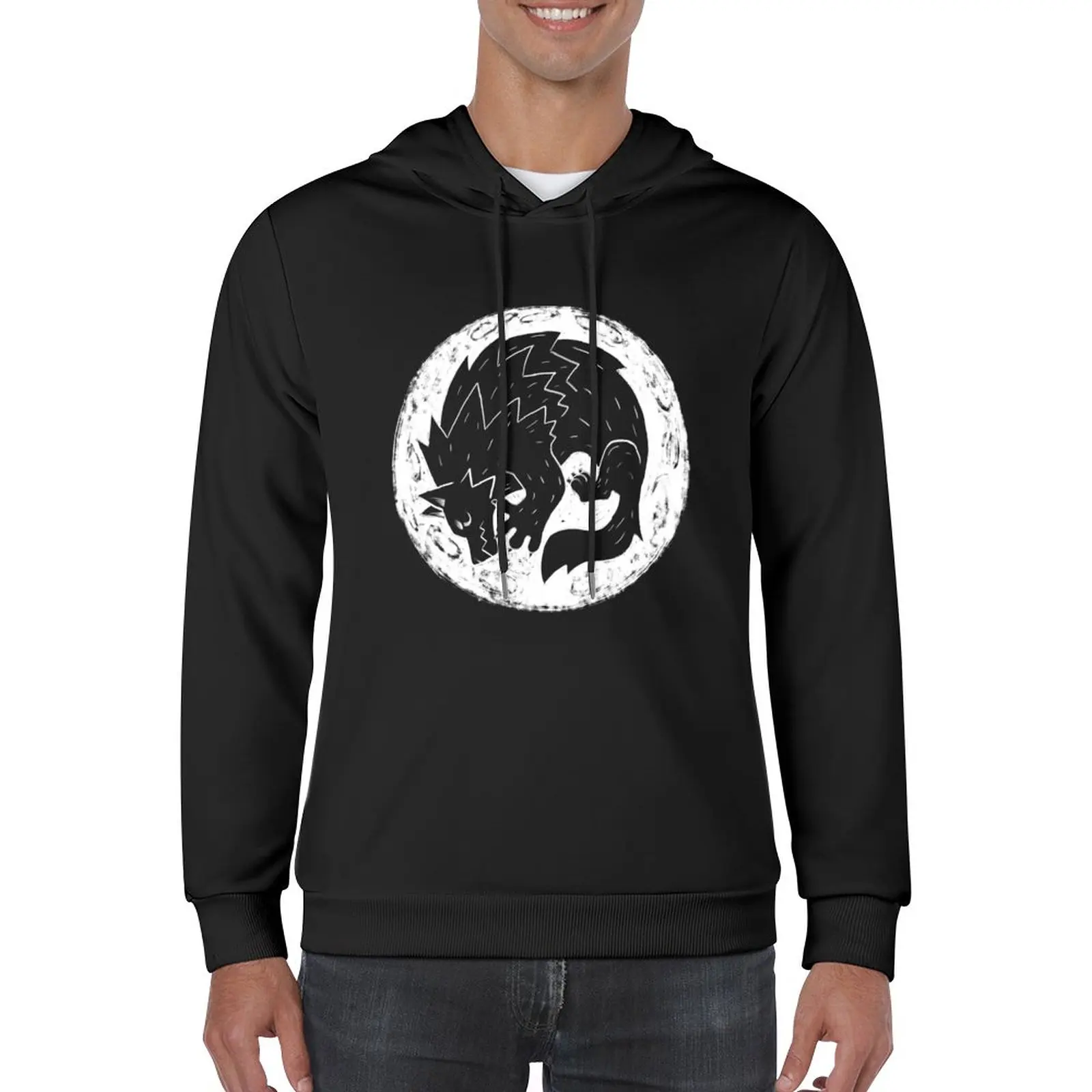 

New Woodcut Werewolf - White Moon Pullover Hoodie men's coat men wear male clothes hoody