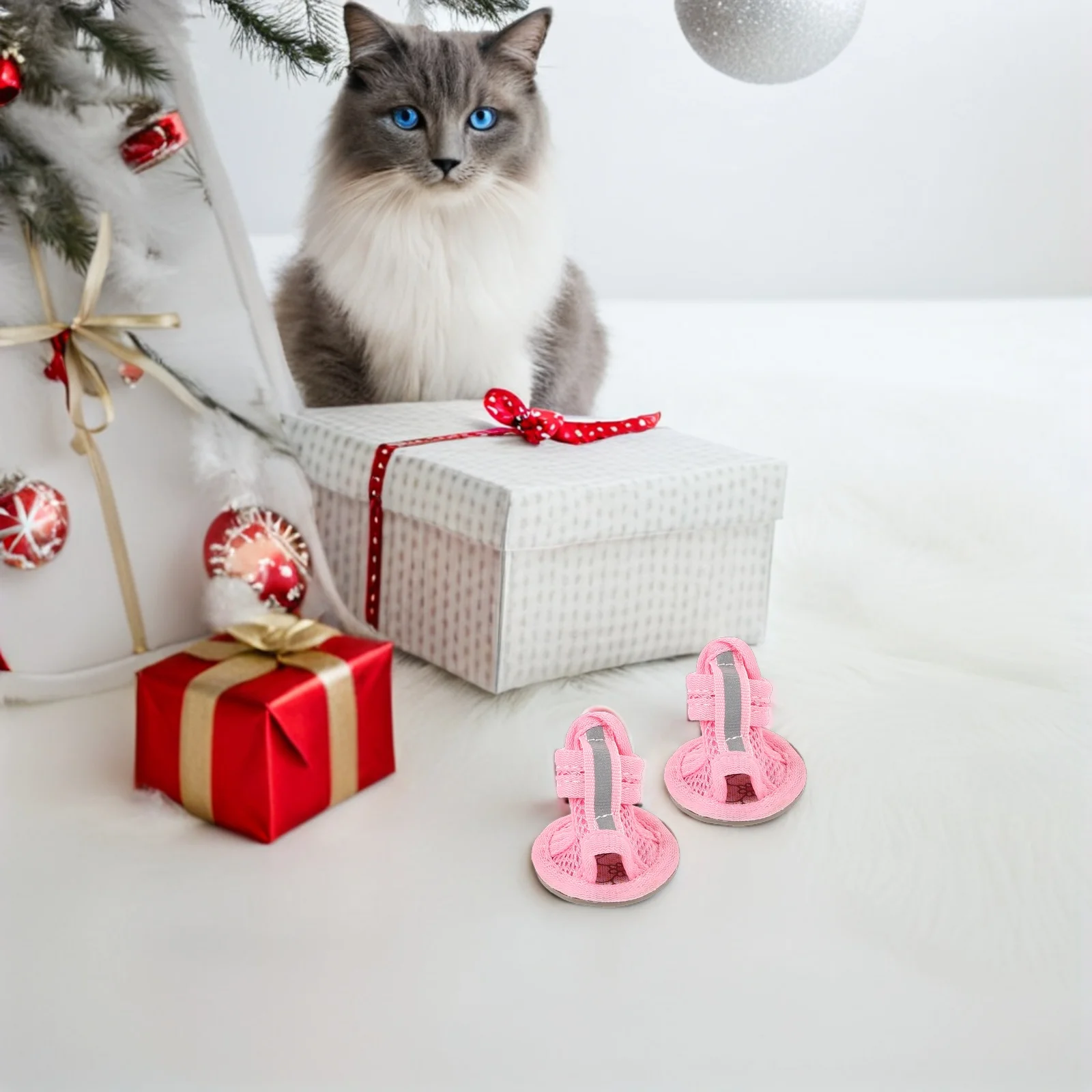 

4pcs Pet Dog Shoes Breathable Mesh Summer Anti-Slip Summer Shoes For Dogs Boots Flexible Paw Protector For Outdoor Surfaces