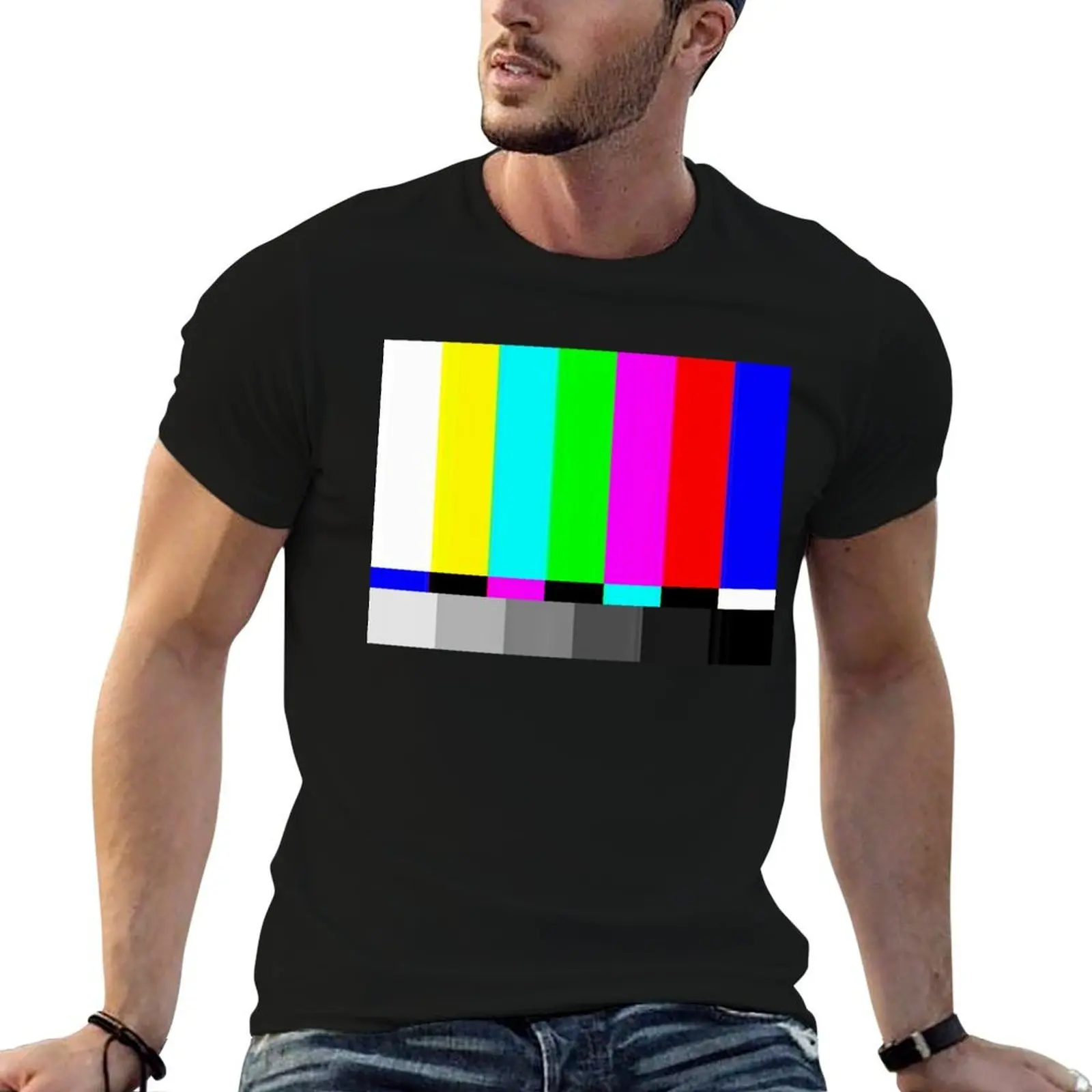VHS Glitch - TV Test Pattern T-Shirt tops oversized graphic tee men clothing
