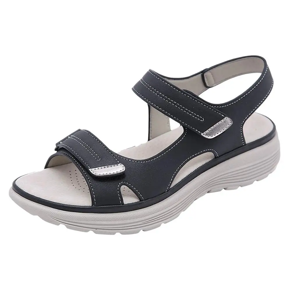 Women Summer Wedges Non-slip Beach Open Toe Breathable Comfortable Flat Sandals Sport Style Light Slides Shoes