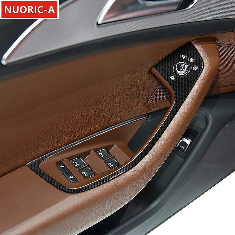 Stainless Steel Window Glass Lifting Buttons Frame Decoration Cover Trim For Audi A6 C7 2012-2018 LHD Car Styling Interior