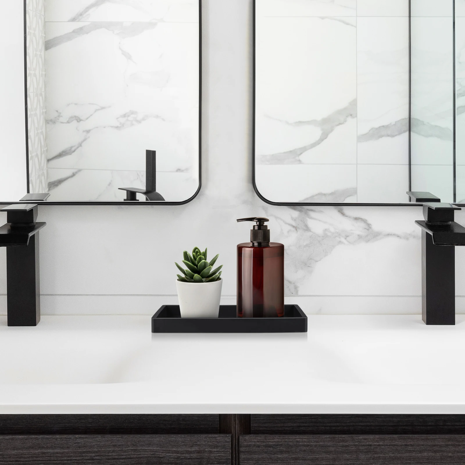 

Rectangular Silicone Bathroom Tray Multi-Function Storage Organizer Vanity Jewelry Holder Towel Storage