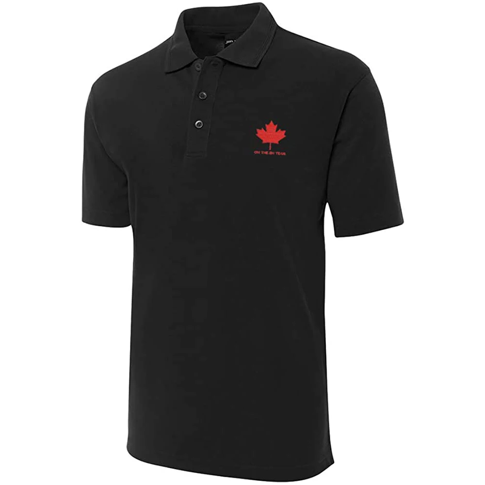 

Lyprerazy On The Eh Team Canada Embroidered Short Sleeve Polo Shirts Classic Embroidery Men's Polo Shirt