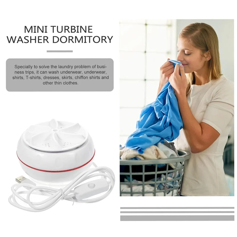 Portable Mini Washing Machine Ultrasonic Turbo Portable Washer With USB For Home Business Travel College House RV-A54Q