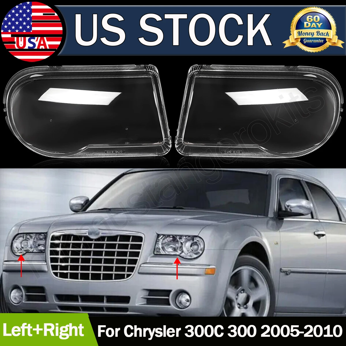 

SAIQINGSP Headlight Lens Cover One Pair Headlight Lens For 2005-2010 Chrysler 300 300C Touring Model Car Accessories Tools