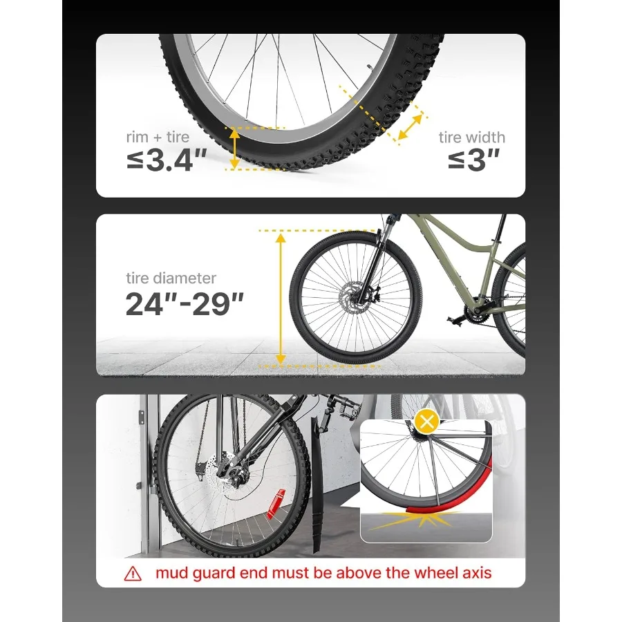 رف الدراجة الأوتوماتيكي للرفع يناسب 24-29 إطارًا رف حائط عموديًا شديد التحمل للدراجات حتى 71 رطلًا - رفع سهل الاستخدام #4
