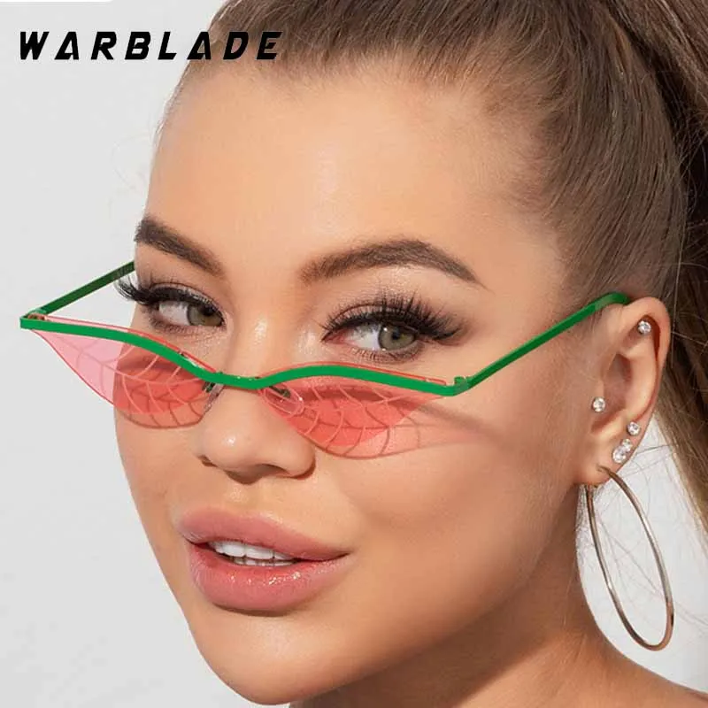 

Luxury Small Metal Frame Leaf Rimless Sunglasses Vintage Brand Designer Glasses Summer Traveling Party Eyewear Female UV400 Очки