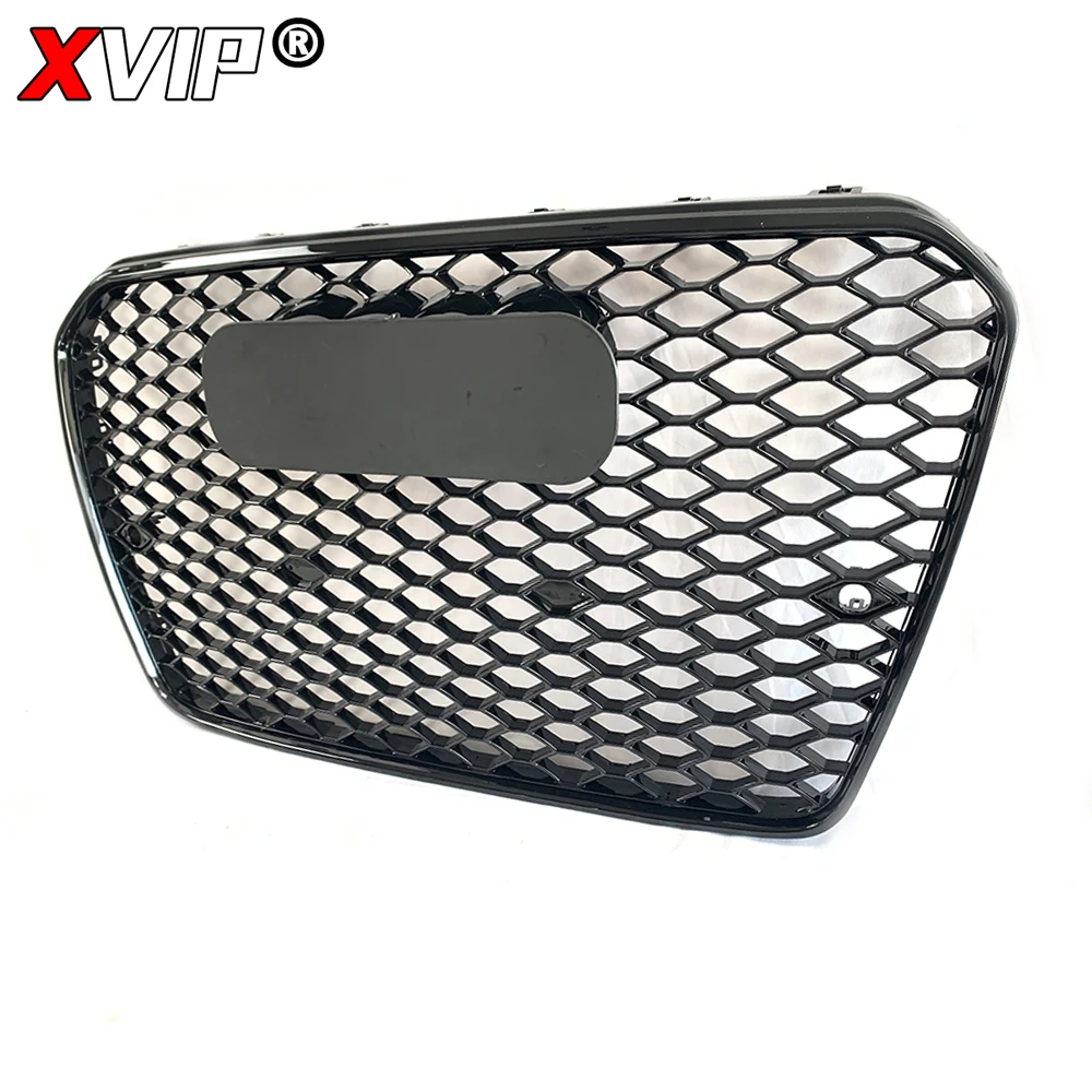 XVIP All Glossy Black Racing Grills Radiator Grill For Audi A5 S5 8T 2013-2016 To RS Style Upper Grid Black Front Bumper Grille