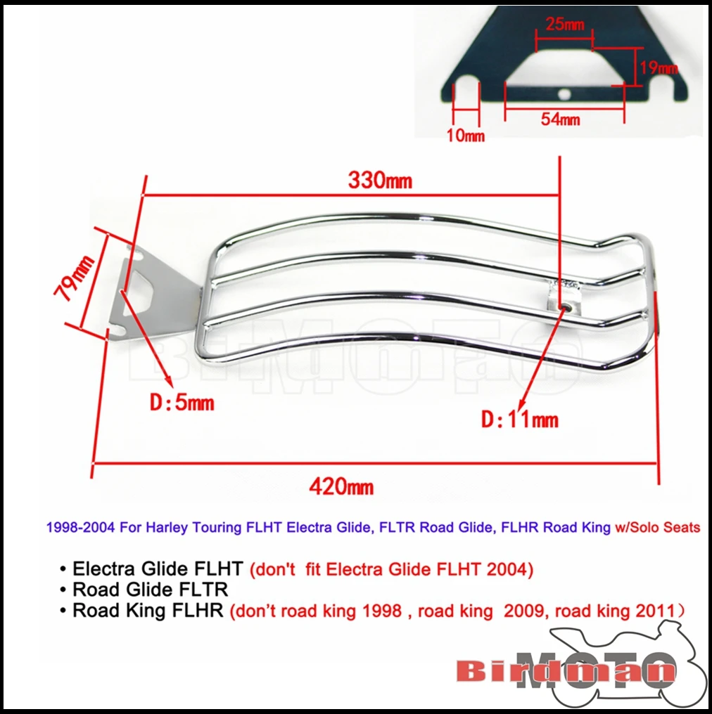 รถจักรยานยนต์ด้านหลัง Fender กระเป๋าเดินทางชั้นวางสนับสนุน Carrier สําหรับ Harley Softail Road King Touring FLHX FLHT FLHR 1998-2004