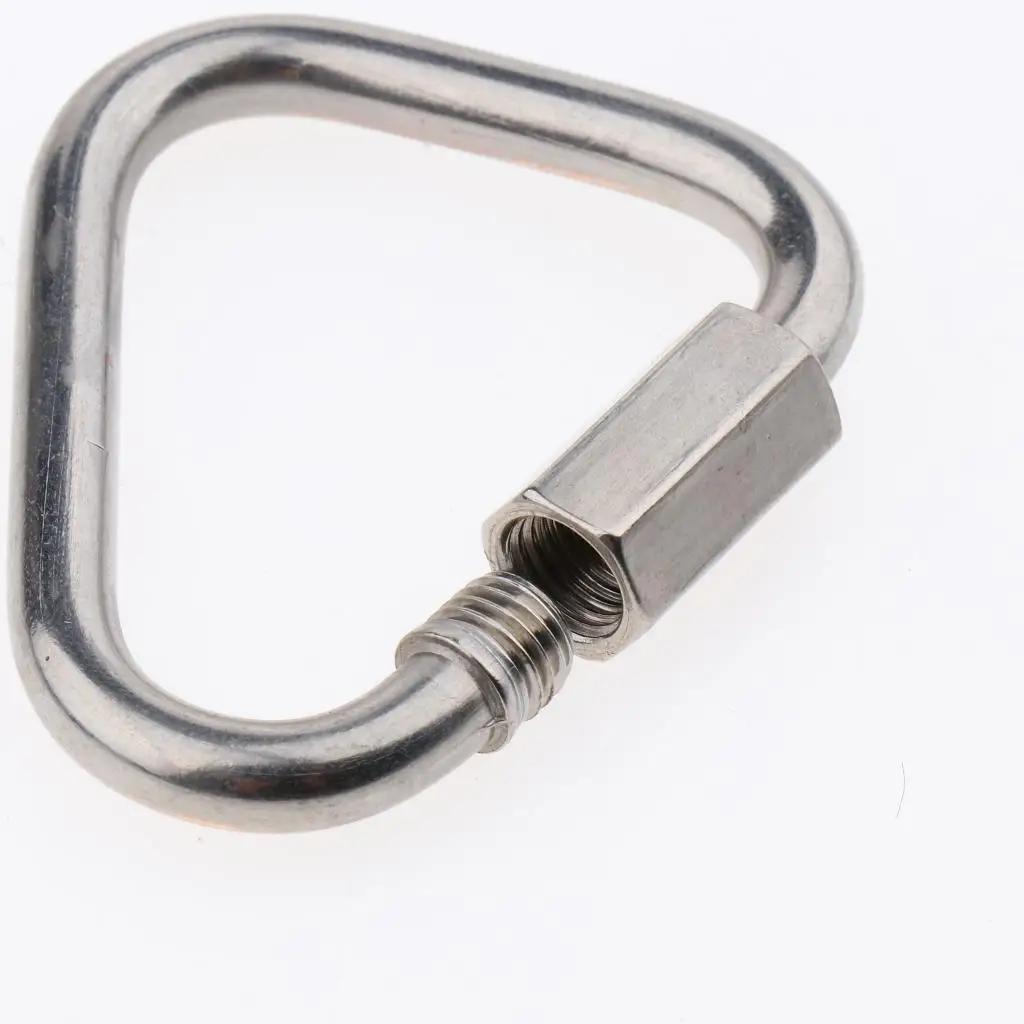 Outdoor Triangle Carabiner Screw Lock Stainless Steel Mini Keyring Metal Clip for Camping Key Fobs