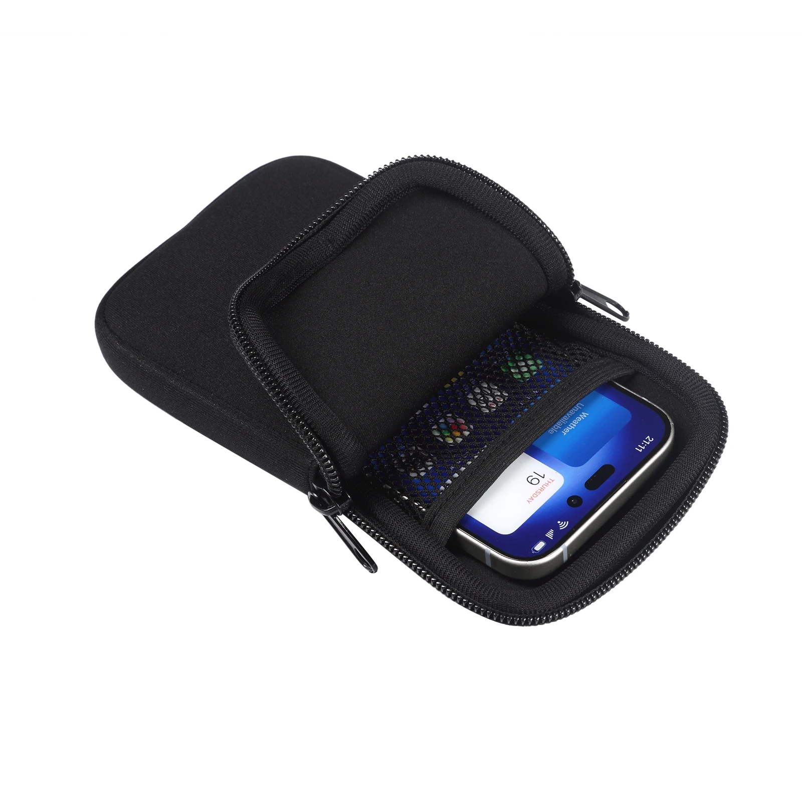 Universal Neoprene Belt Clip Phone Pouch For iPhone 16 15 14 13 12 11 Pro Max Shockproof Cover Bag image 3