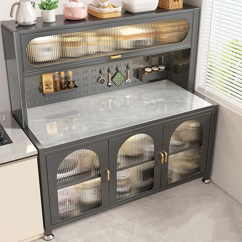 Slate kitchen rack floor-to-ceiling multi-layer household locker multi-functional integrated storage bowl cabinet against the