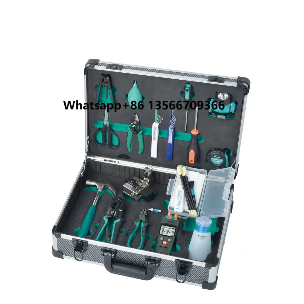 

19Pcs Pro'sKit PK-9458 FTTH Fiber Optic Kit for Network Wiring Fiber Cold Connection Maintenance test Installation Repair Tool