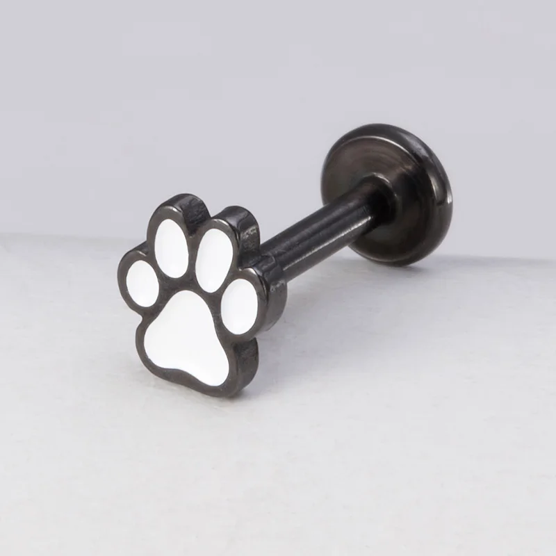 1PC Paw Labret Lip Ring Piercing ต่างหูตุ้มหูผู้หญิงเครื่องประดับหูกระดูกอ่อน Earlobe Helix Monroe เครื่องประดับ16G