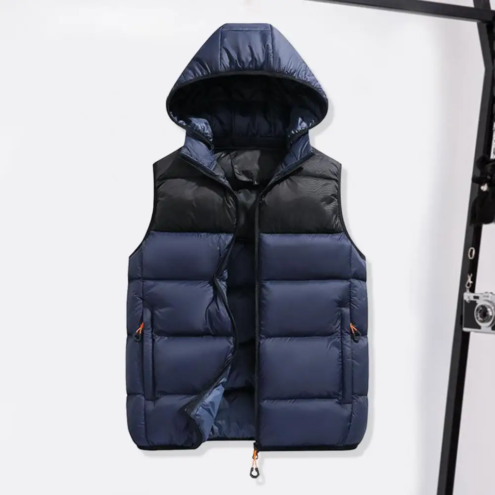 

Men's Hood Vest jacket Cotton Vest with Hood Pockets Thick Warm Stylish Waistcoat