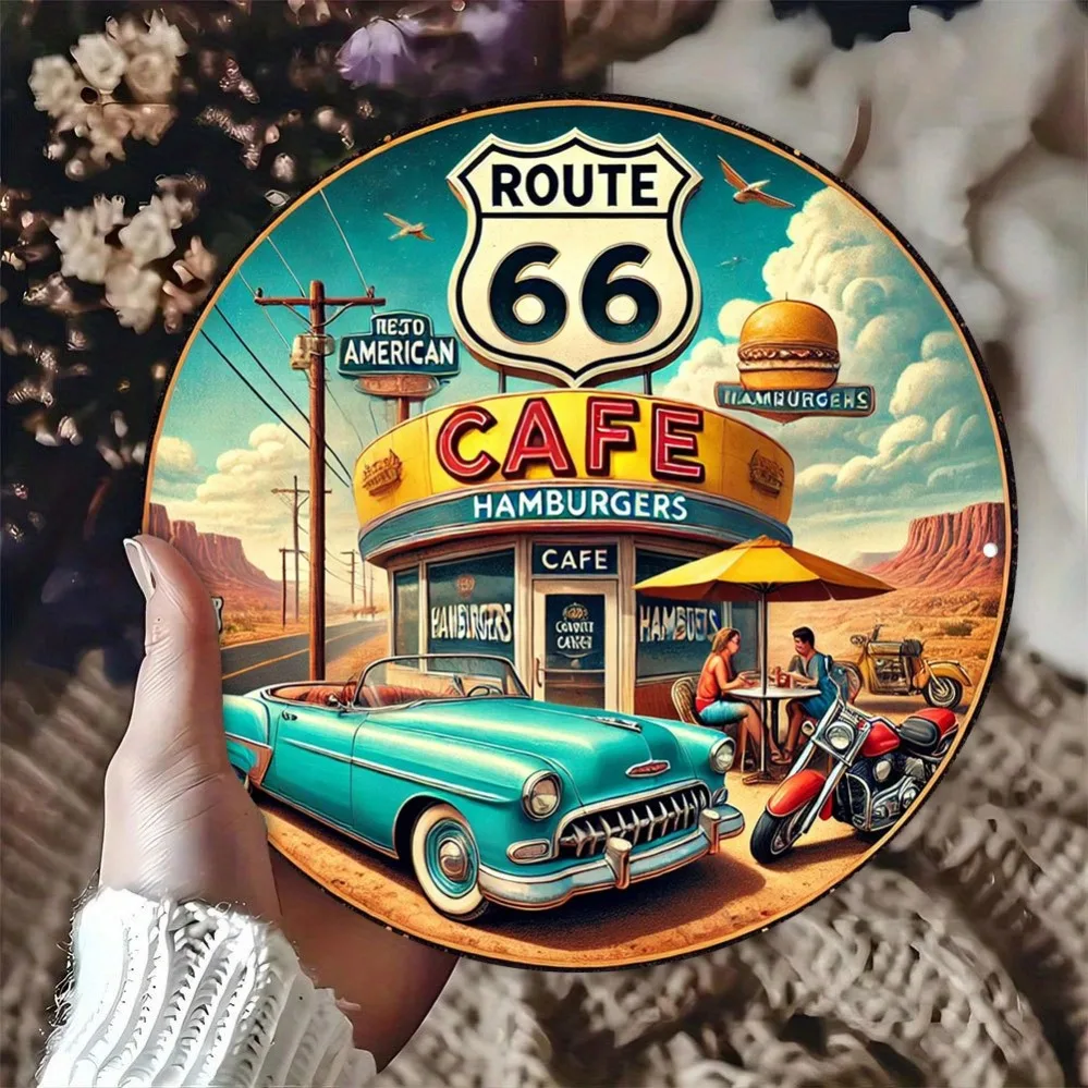 فن الحائط Vintage Route 66: السيارات الكلاسيكية والدراجات النارية والمناظر الطبيعية الأمريكية |   مثالية لـ Retro Diners والحانات والمقاهي والمكاتب