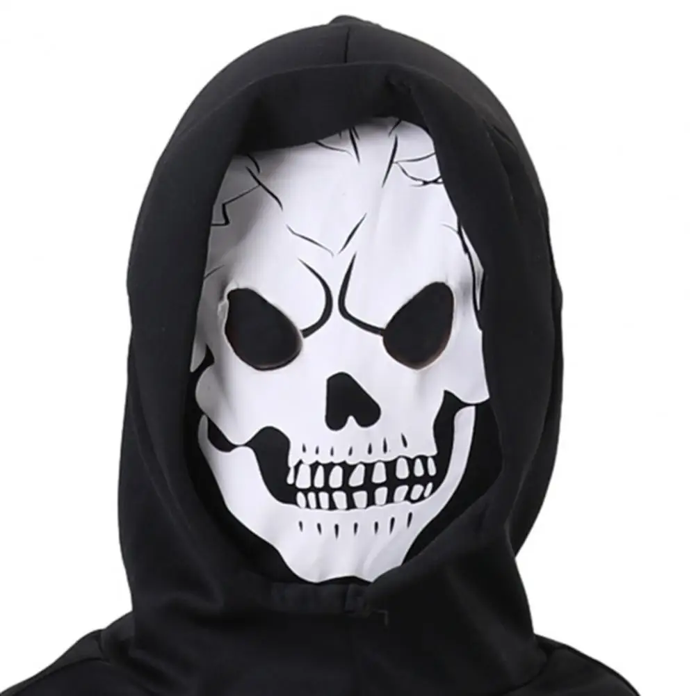 ﻿ Assustador death reaper traje para crianças com capa com capuz 2025 halloween cosplay traje brilho no escuro esqueleto traje