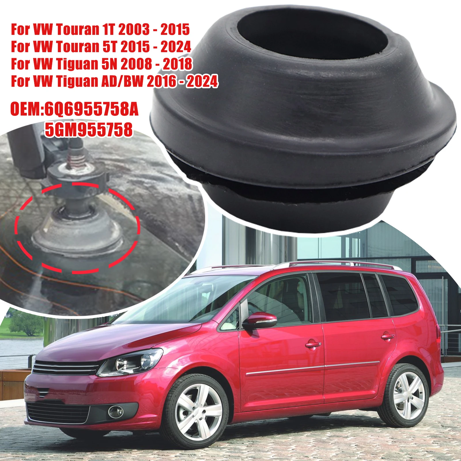 

Rear Windscreen WiperArm Seal Gasket Rubber Grommet For VW Touran 1T 2003-2015 5T Tiguan 5N AD/BW 2008-2018 6Q6955758A 5GM955758