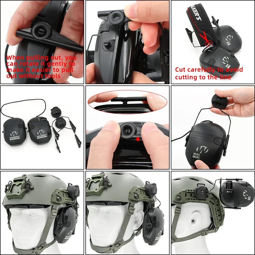 HEARGEAR-Headset Tático com Cancelamento de Ruído, ARC Rail Adapter para Walker Ouvido Eletrônico, Headphone Acessórios