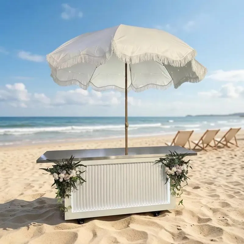 Luxury Mobile Dessert Cart with Canopy for Commercial Cake Beverage Display Wedding Event Party Catering